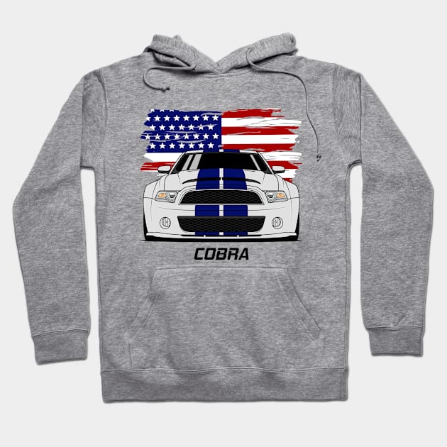 Front Stang Cobra GT 500 Silver Blue Hoodie by GoldenTuners